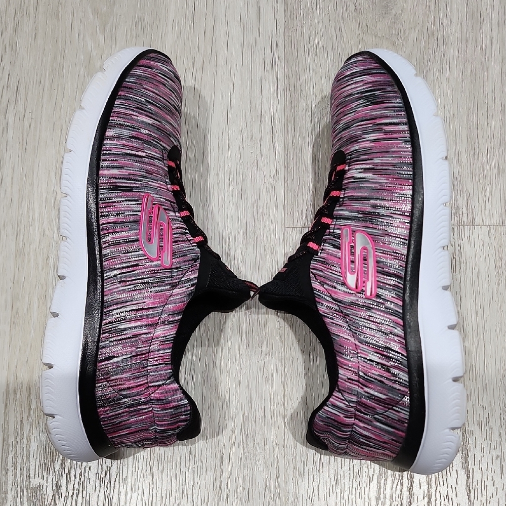 Skechers Pink and Black Knit Slip-On Athletic Sneakers - Picture 7 of 8